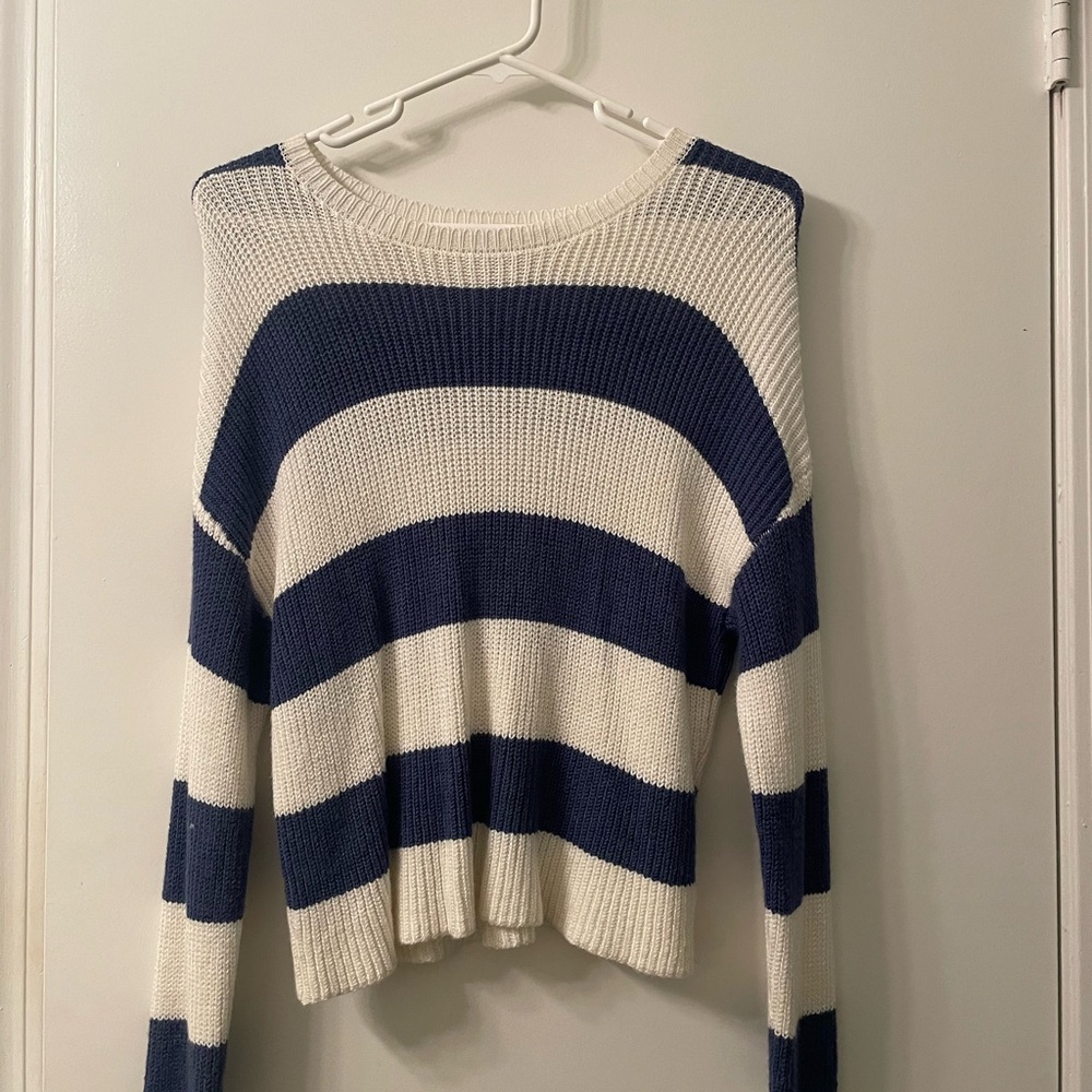 White and Blue Striped Sweater